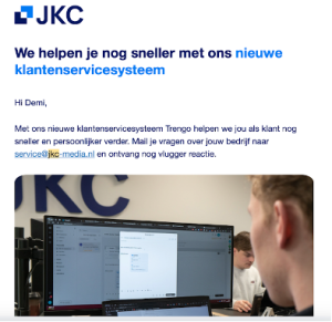 Aanhef van een nieuwsbrief van JKC - email marketing tips - JKC